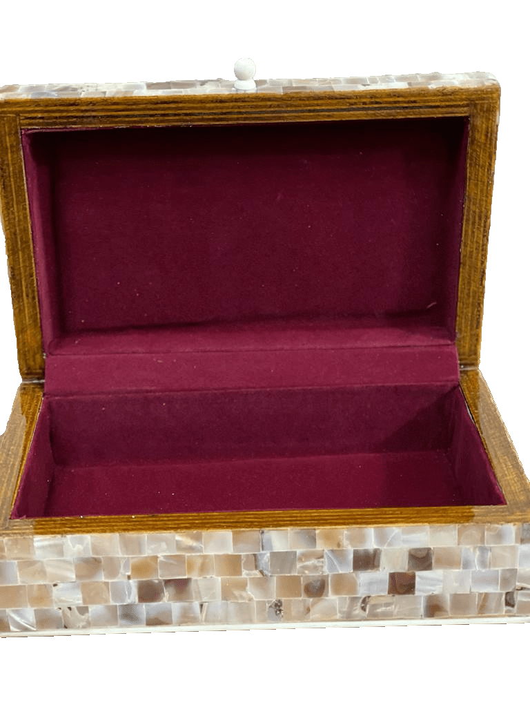 Handmade Wooden Jewelry Box Wood Trinket Storage Wood Box Mother of Pearl Inlay - Laila Hand Made Gifts