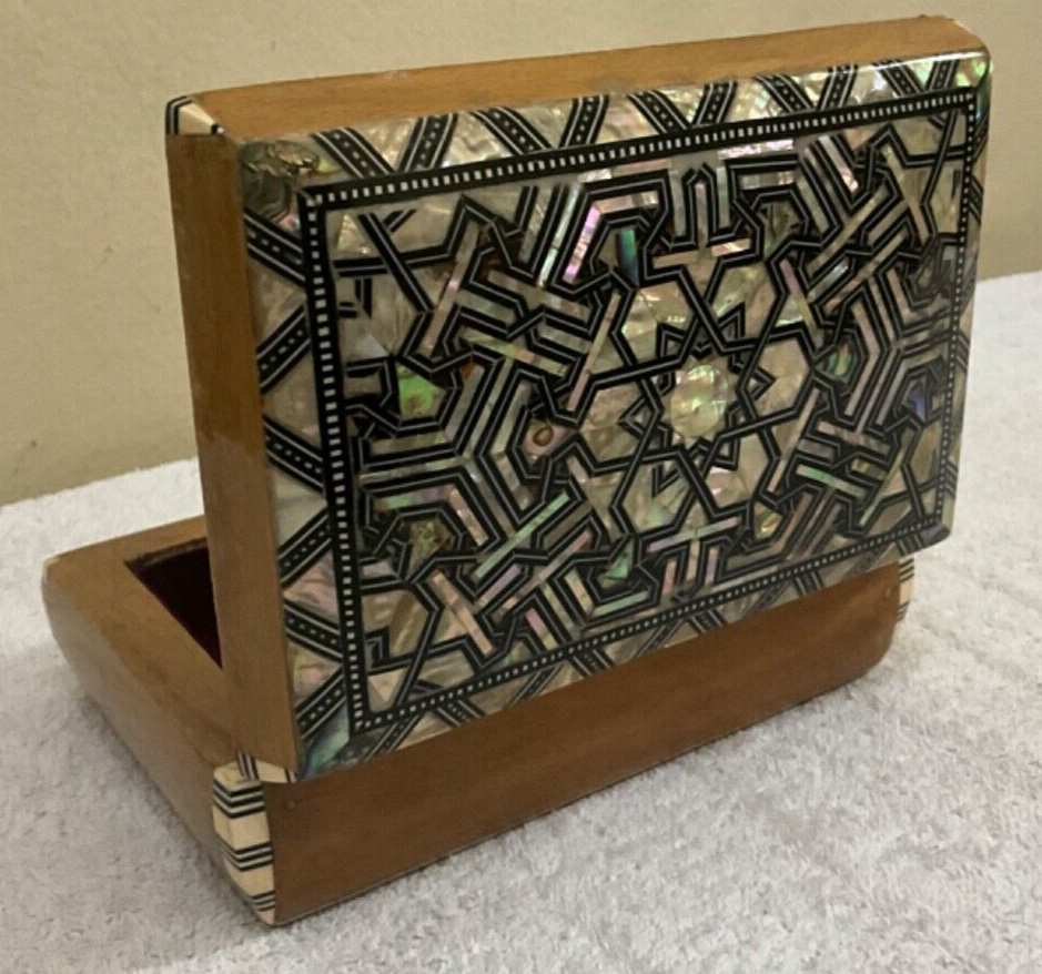 Handmade Wooden Jewelry Box Wood Trinket Storage Wood Box Mother of Pearl Inlay