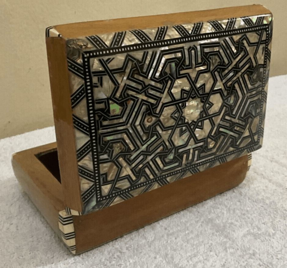 Handmade Wooden Jewelry Box Wood Trinket Storage Wood Box Mother of Pearl Inlay - Laila Hand Made Gifts
