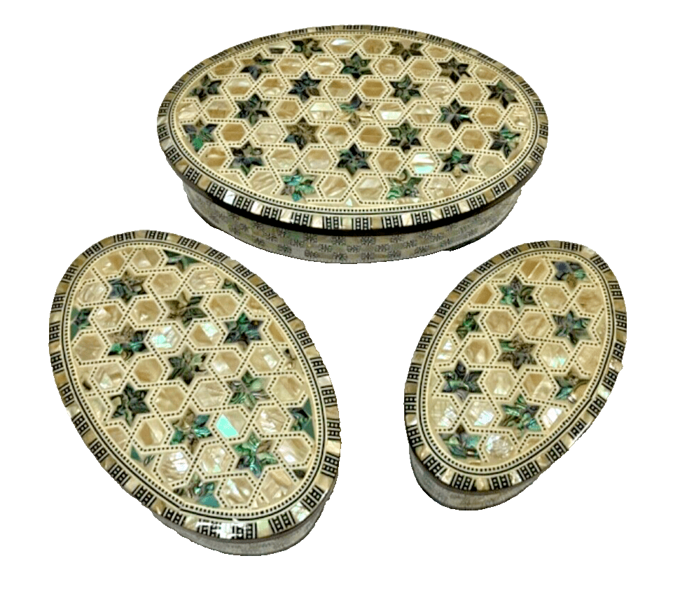 Handmade Wooden Jewelry Box Wood Trinket Storage Wood Box Mother of Pearl Inlay - Laila Hand Made Gifts