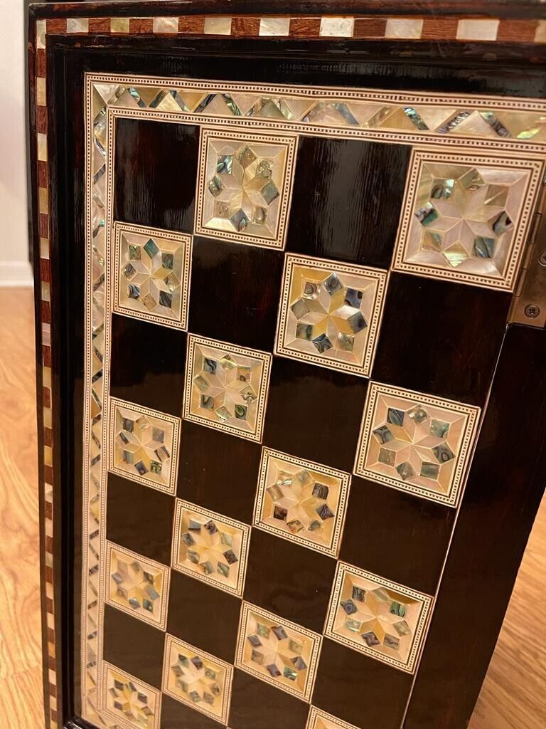 Handmade, Wooden Backgammon Board, Wood Chess Board, Mother of Pearl Inlay (21")