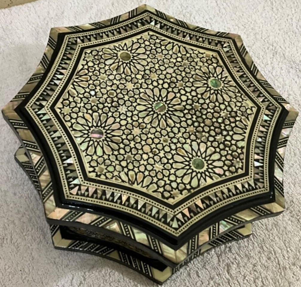 Handmade Wooden Jewelry Box Wood Trinket Storage Wood Box Mother of Pearl Inlay