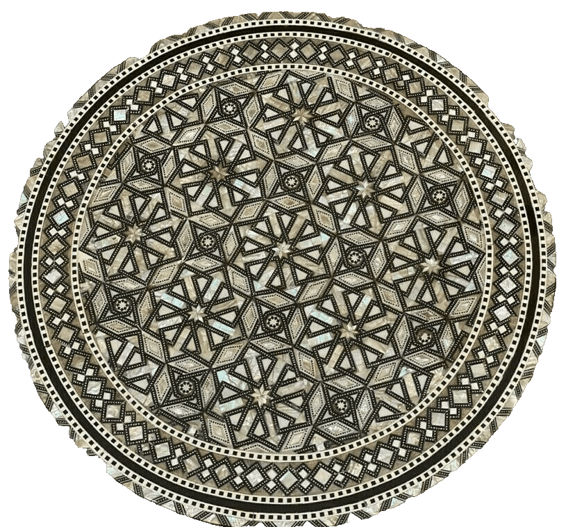 Handmade Wooden End Table Carving Wood Table Home Decor Mother of Pearl Inlay - Laila Hand Made Gifts