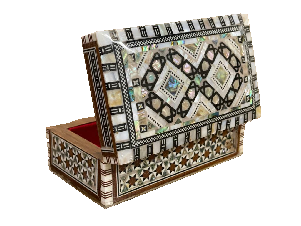 Handmade Wooden Jewelry Box Wood Trinket Storage Wood Box Mother of Pearl Inlay