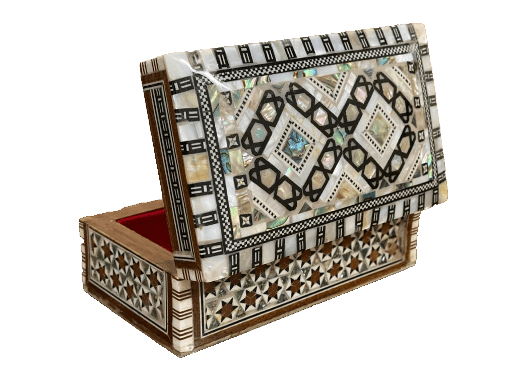 Handmade Wooden Jewelry Box Wood Trinket Storage Wood Box Mother of Pearl Inlay - Laila Hand Made Gifts