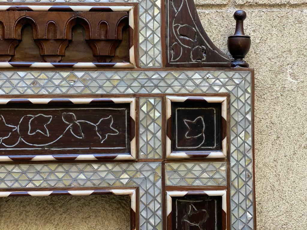 Handmade Mother of pearl Inlay Wood Wall Hanging Mirror Frame Antique Home Decor - Laila Hand Made Gifts