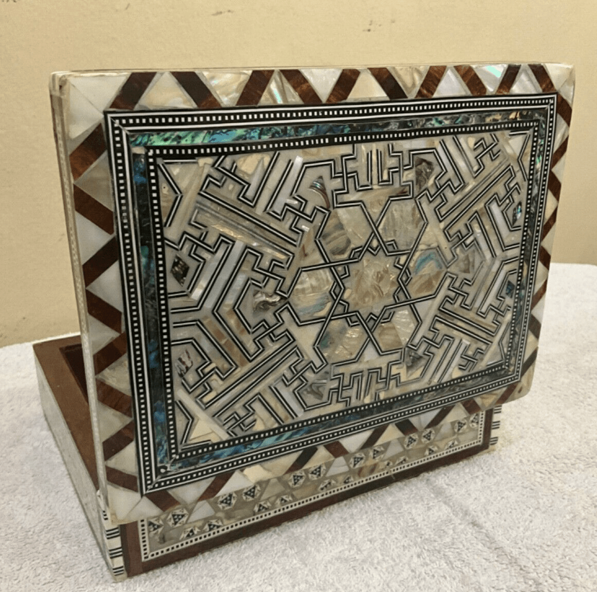 Handmade Wooden Jewelry Box Wood Trinket Storage Wood Box Mother of Pearl Inlay - Laila Hand Made Gifts