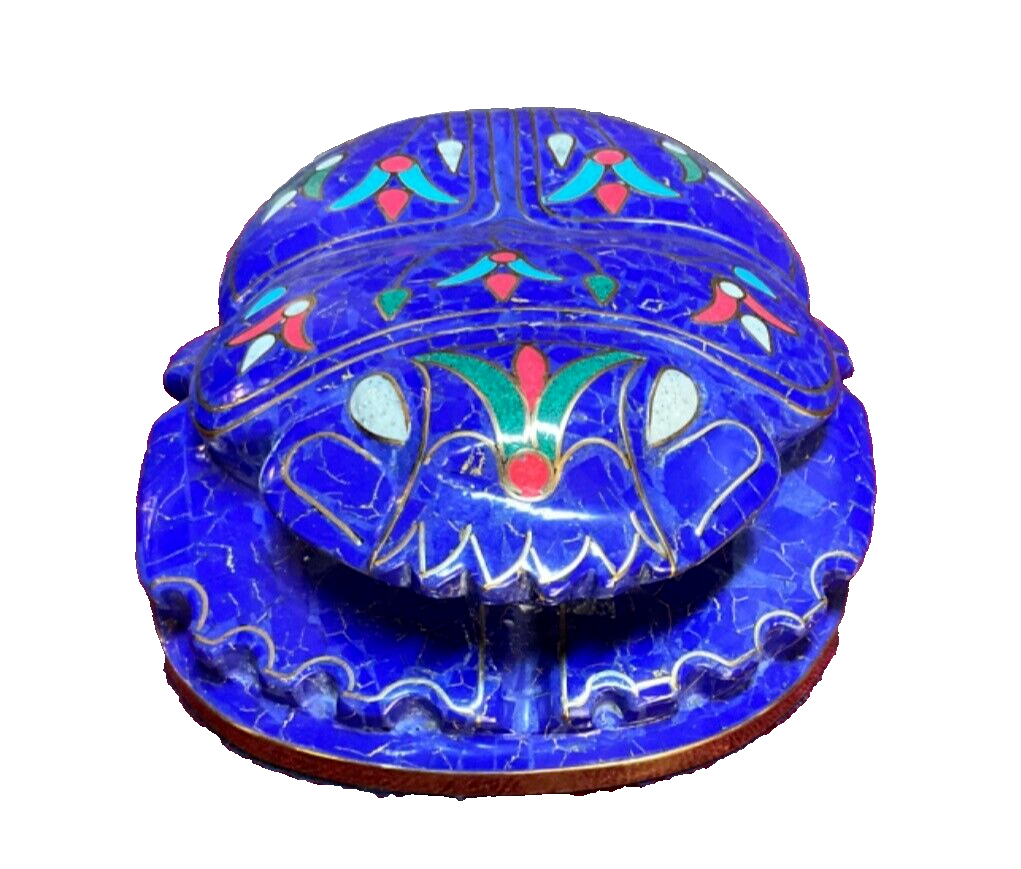 Handmade, Egyptian Pharaonic Scarab , Symbol of Good Luck, Lapis & Turquoise 10" - Laila Hand Made Gifts