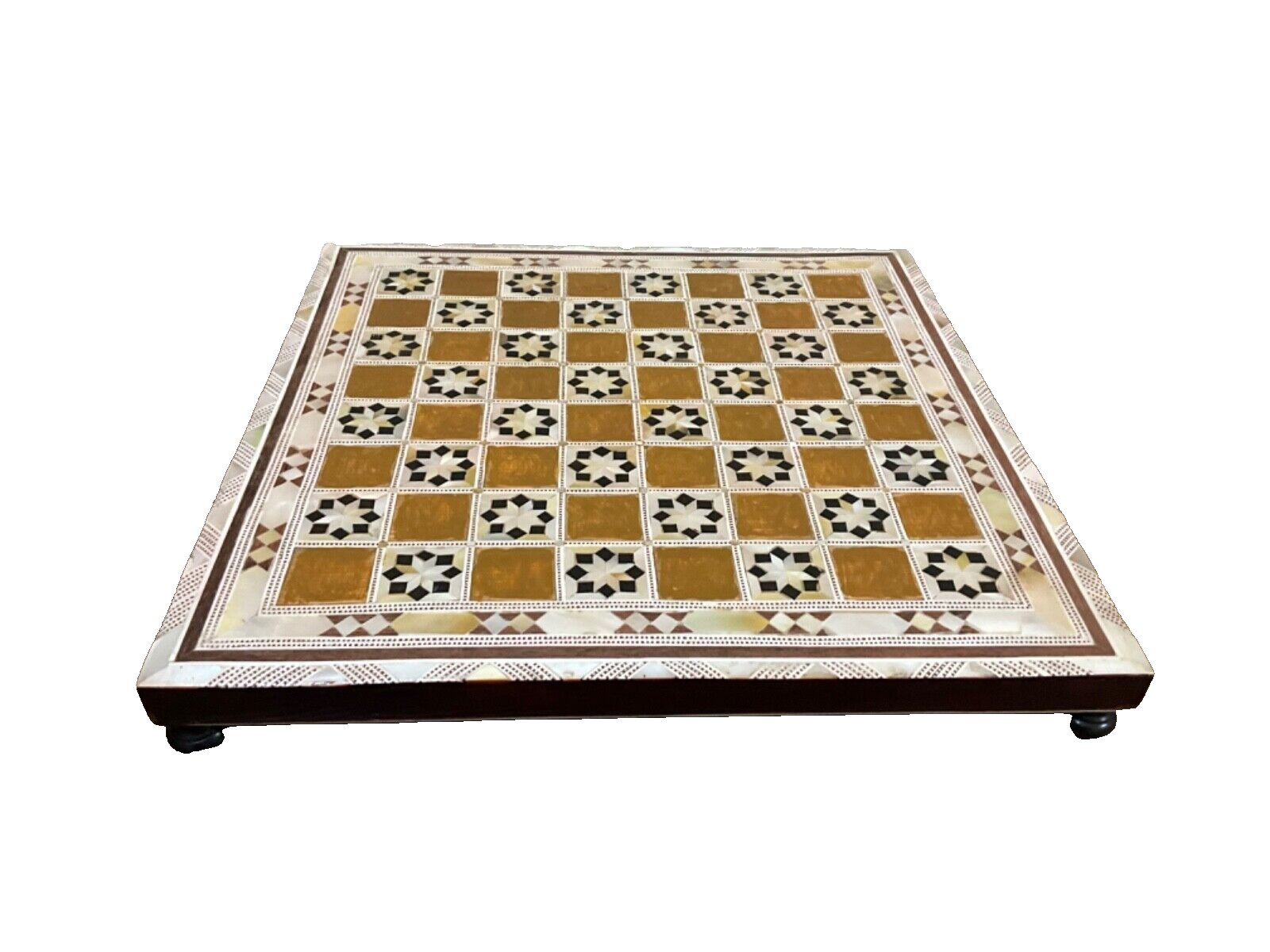 Handmade, Wood Chess Board, Chess Set, Game Board, Inlaid Mother of Pearl (12")