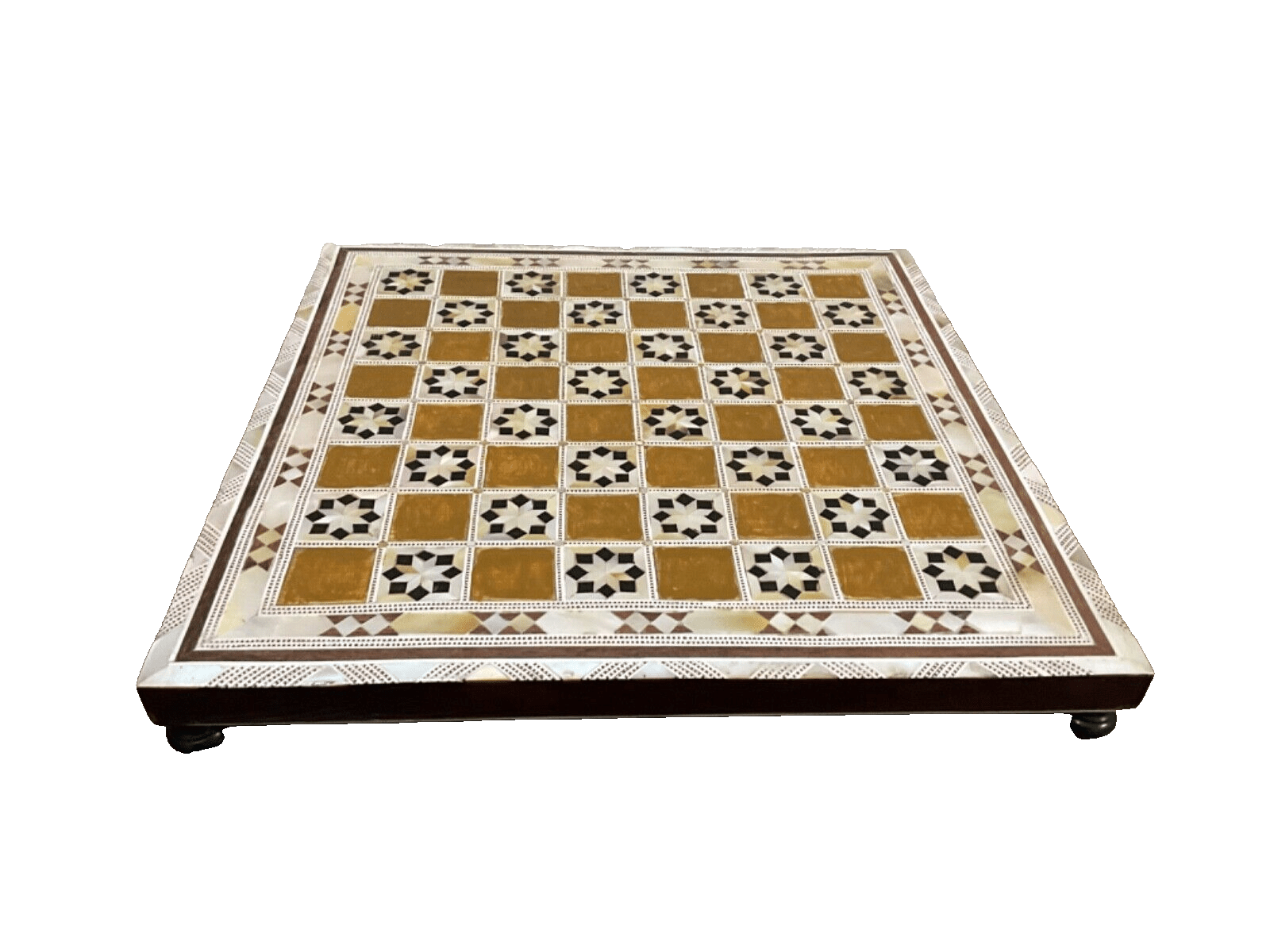 Handmade, Wood Chess Board, Chess Set, Game Board, Inlaid Mother of Pearl (12") - Laila Hand Made Gifts