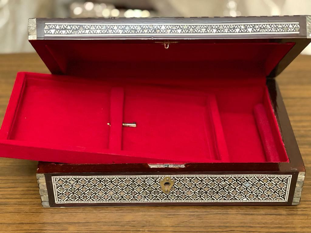 Handmade Wooden Jewelry Box Wood Trinket Storage Wood Box Mother of Pearl Inlay