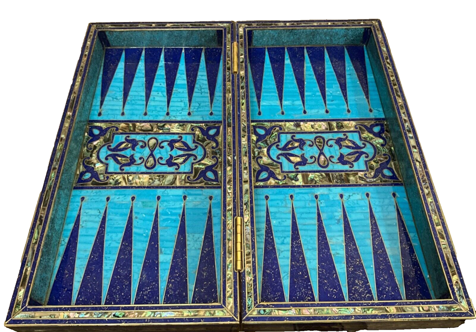 Handmade, Wooden Backgammon Board, Chess Board, Mother of Pearl, Gemstone Inlay