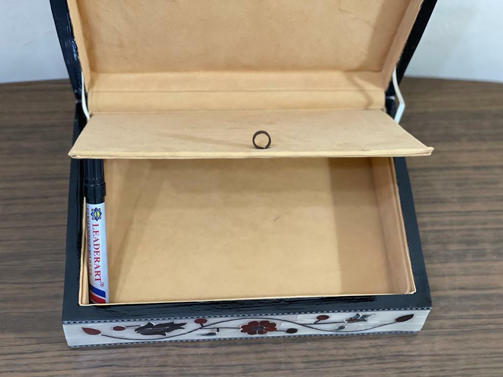 Handmade Wooden Jewelry Box Wood Trinket Storage Wood Box Mother of Pearl Inlay - Laila Hand Made Gifts