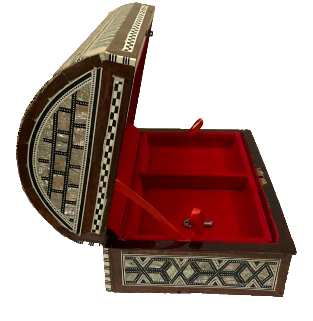 Handmade Wooden Jewelry Box Wood Trinket Storage Wood Box Mother of Pearl Inlay