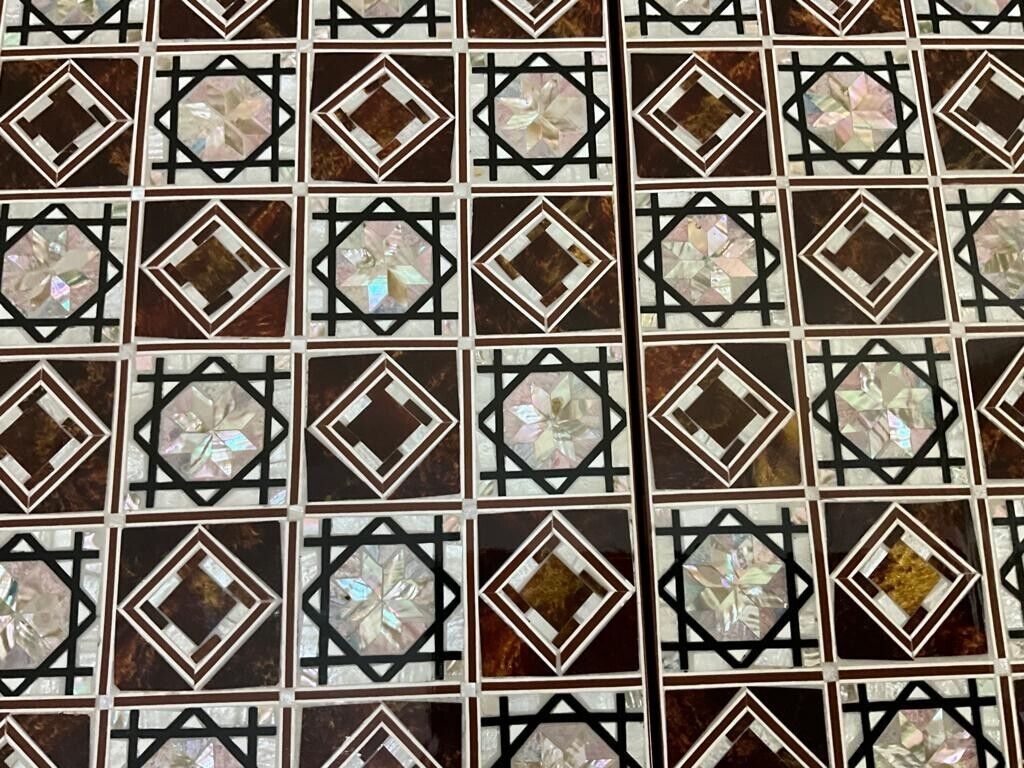 Handmade, Wood Backgammon Board, Game Board, Inlaid Mother Of Pearl (16.8")