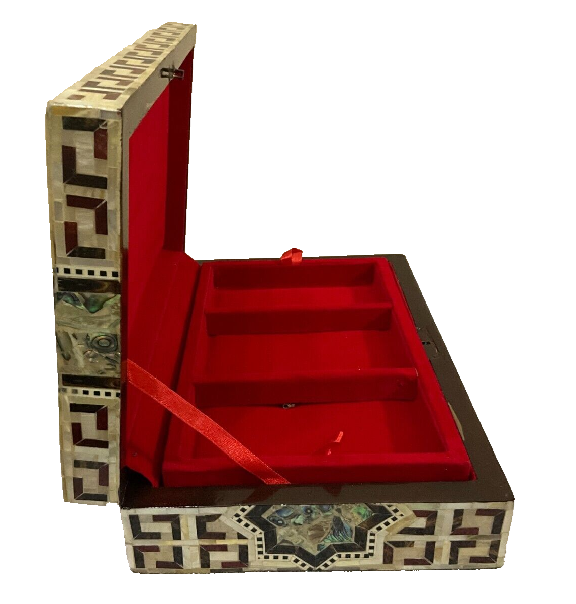 Handmade Wooden Jewelry Box Wood Trinket Storage Wood Box Mother of Pearl Inlay