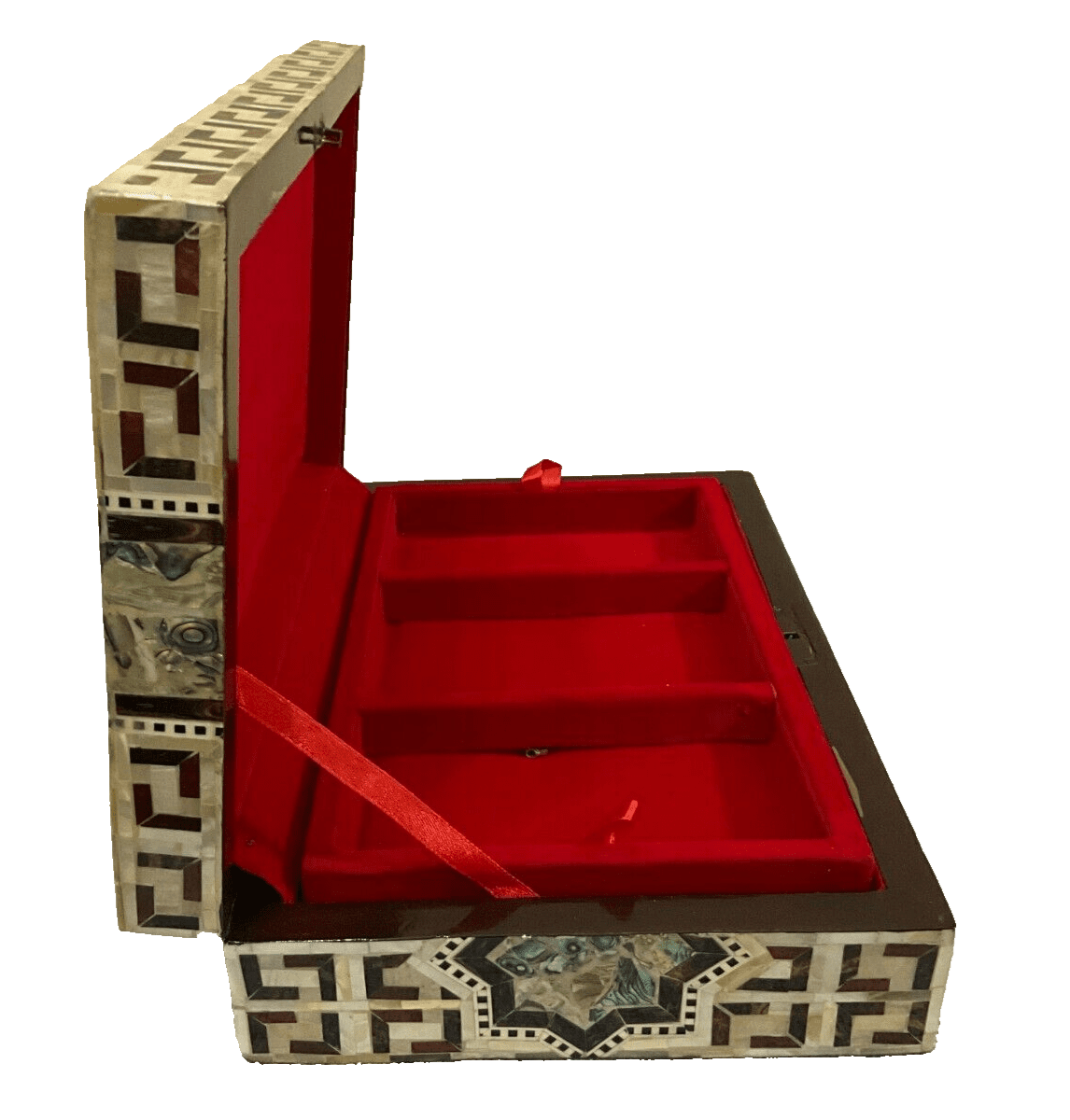 Handmade Wooden Jewelry Box Wood Trinket Storage Wood Box Mother of Pearl Inlay - Laila Hand Made Gifts