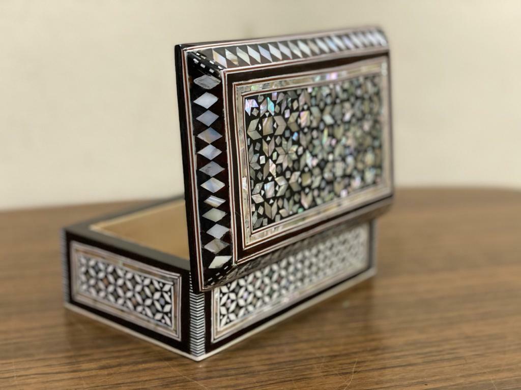 Handmade Wooden Jewelry Box Wood Trinket Storage Wood Box Mother of Pearl Inlay - Laila Hand Made Gifts