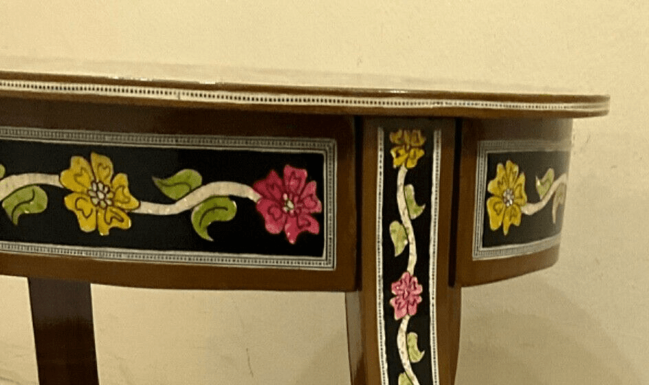Handmade Wooden End Table Carving Wood Table Home Decor Mother of Pearl Inlay - Laila Hand Made Gifts