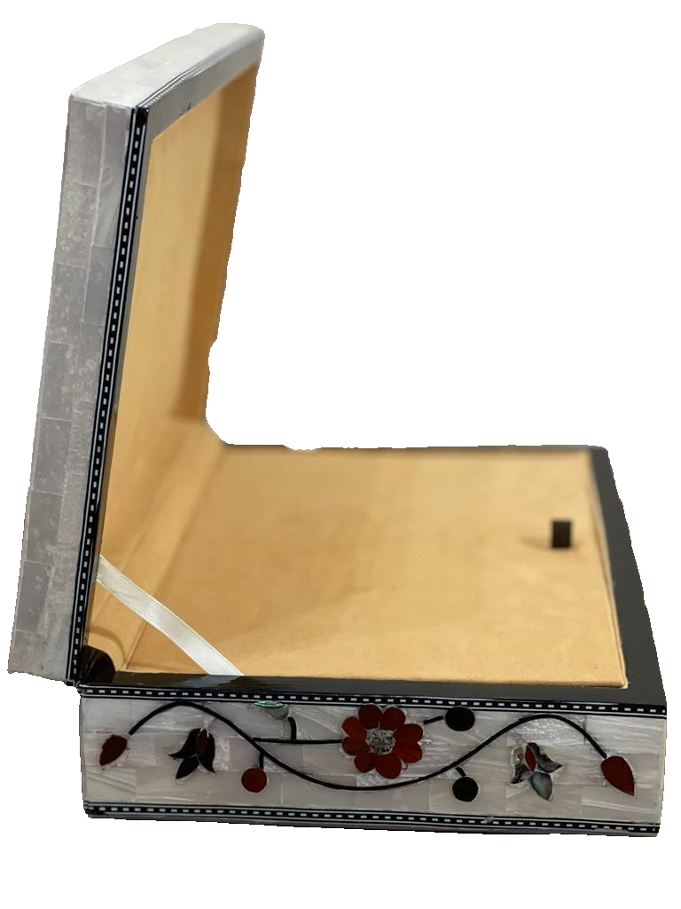 Handmade Wooden Jewelry Box Wood Trinket Storage Wood Box Mother of Pearl Inlay