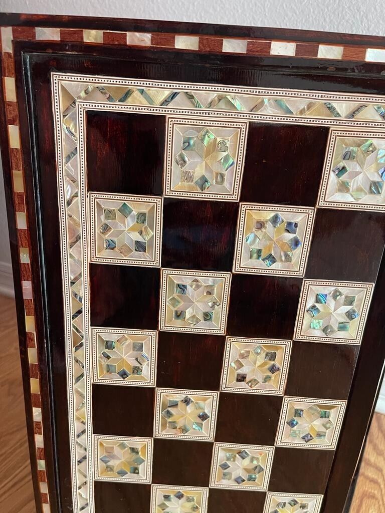 Handmade, Wooden Backgammon Board, Wood Chess Board, Mother of Pearl Inlay (21")