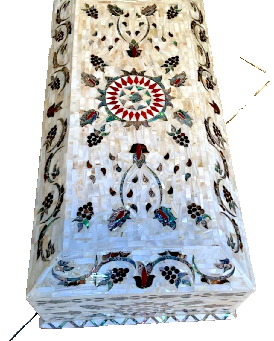 Handmade Wooden Jewelry Box Wood Trinket Storage Wood Box Mother of Pearl Inlay