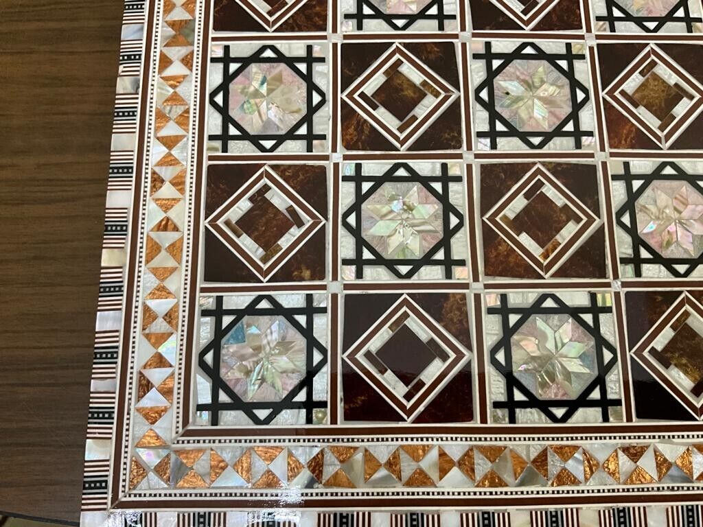 Handmade, Wood Backgammon Board, Game Board, Inlaid Mother Of Pearl (16.8")