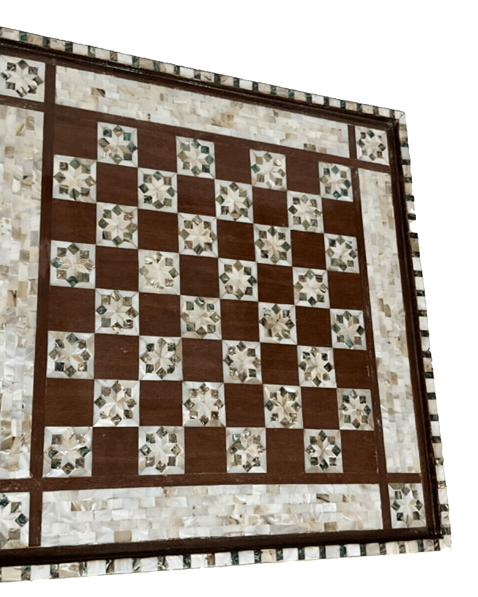 Handmade Wooden Chess Board, Wood Chess Board, Game Board, Mother of Pearl Inlay - Laila Hand Made Gifts