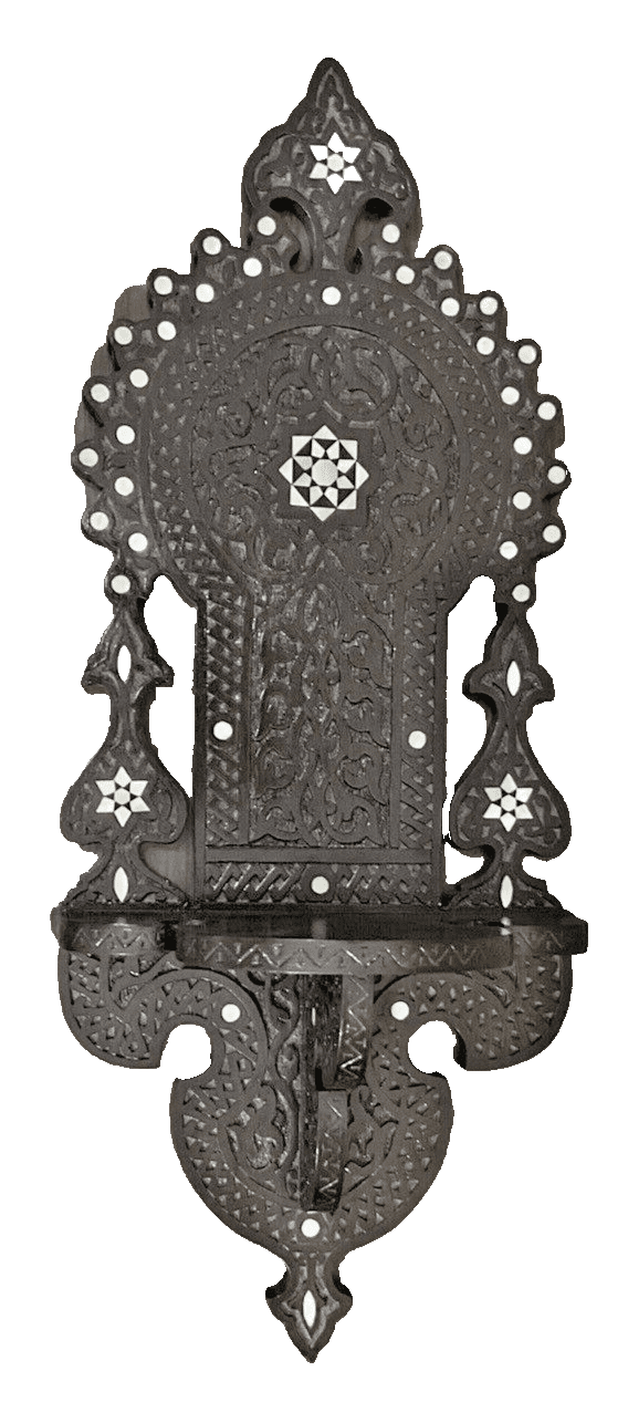 Handmade, Antique Egyptian, Wood Wall Shelf, Handwork Carving wood, Inlaid Shell - Laila Hand Made Gifts