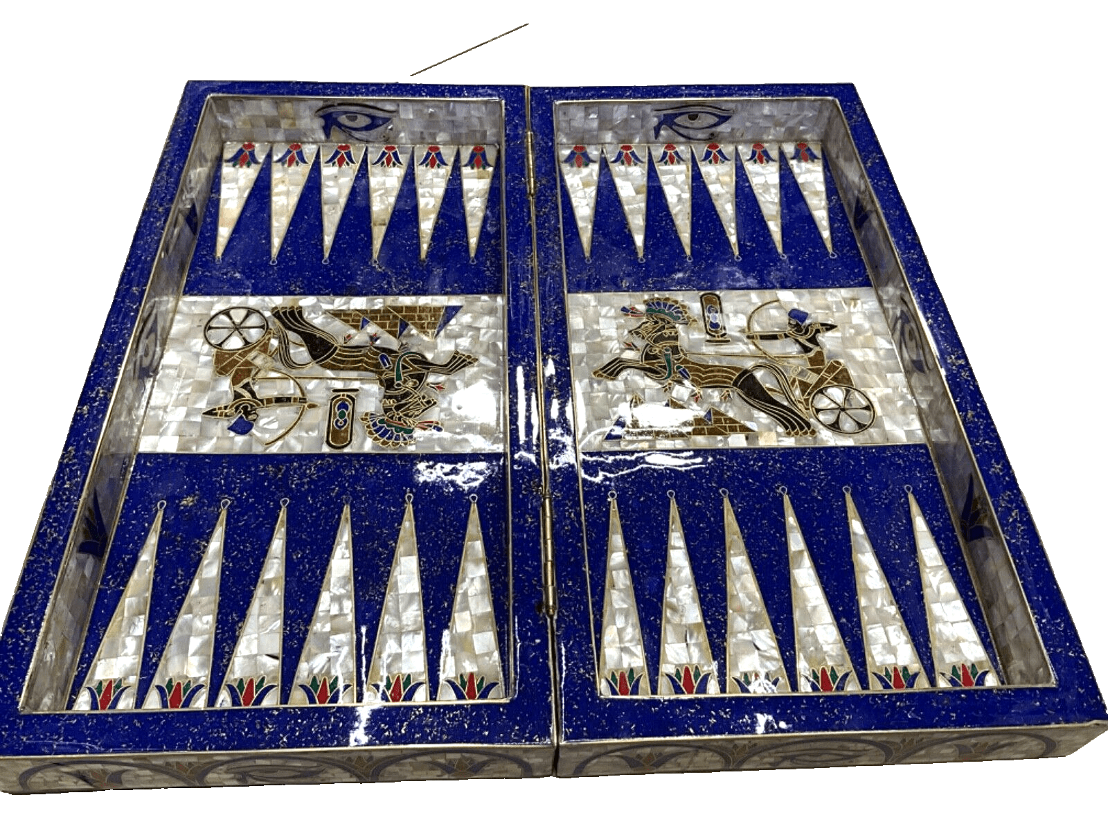 Handmade, Wooden Backgammon Board, Chess Board, Mother of Pearl, Gemstone Inlay - Laila Hand Made Gifts