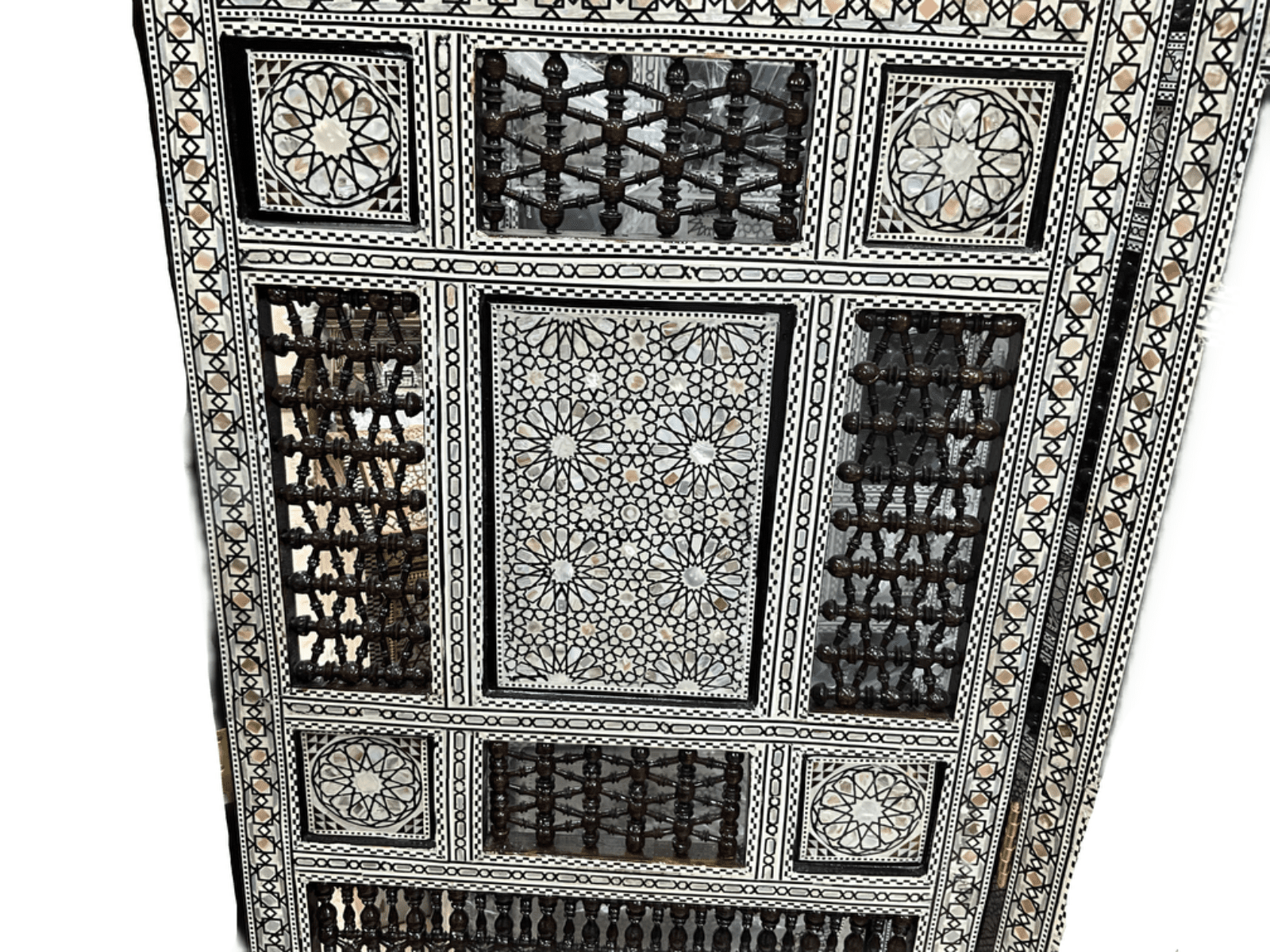 3 Panel Folding Wooden Room Divider Partition Privacy Screen Carving Wood Inlay - Laila Hand Made Gifts