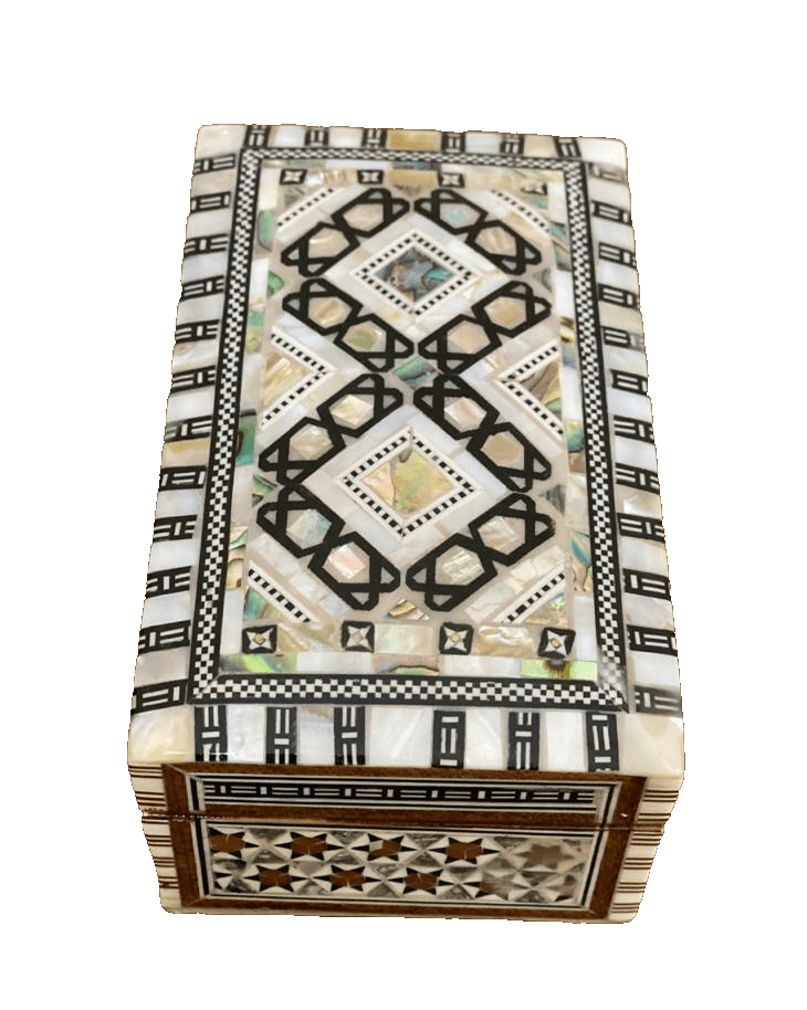 Handmade Wooden Jewelry Box Wood Trinket Storage Wood Box Mother of Pearl Inlay - Laila Hand Made Gifts