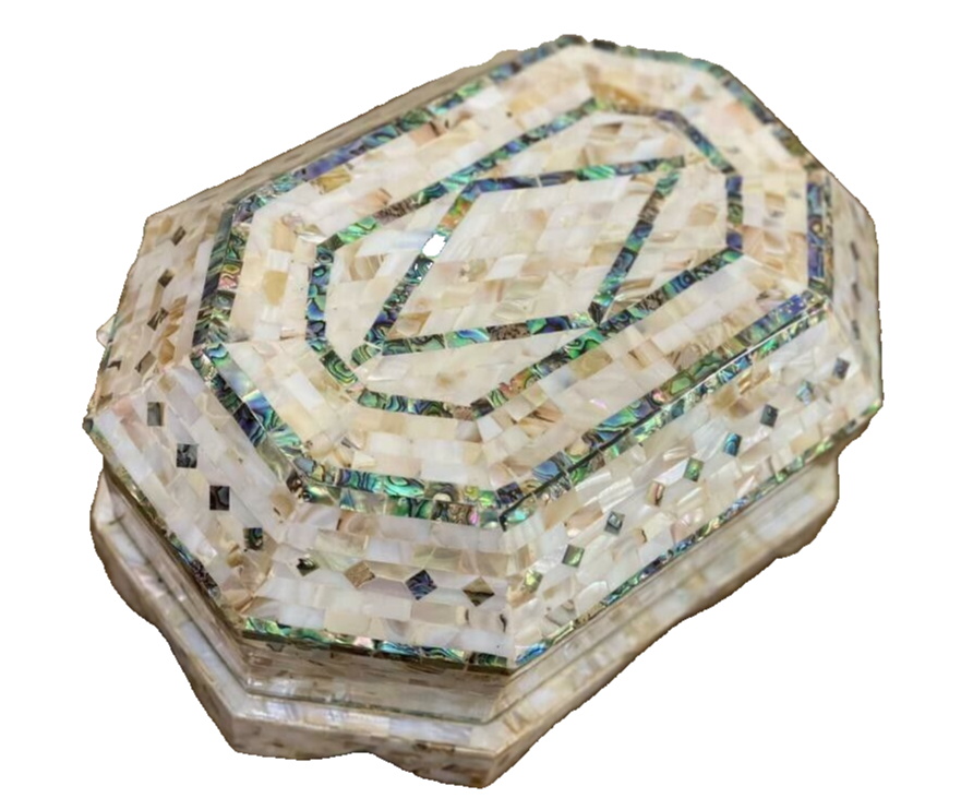 Handmade Wooden Jewelry Box Wood Trinket Storage Wood Box Mother of Pearl Inlay