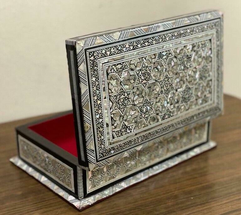 Handmade Wooden Jewelry Box Wood Trinket Storage Wood Box Mother of Pearl Inlay