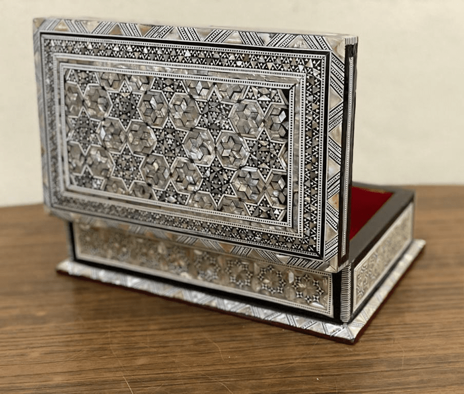 Handmade Wooden Jewelry Box – Mother of Pearl Inlay – Unique Gift from Egypt - Laila Hand Made Gifts