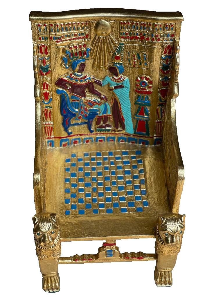 Mini King Tut Throne Replica – Handmade Egyptian Collectible Figurine Chair Decor - Laila Hand Made Gifts