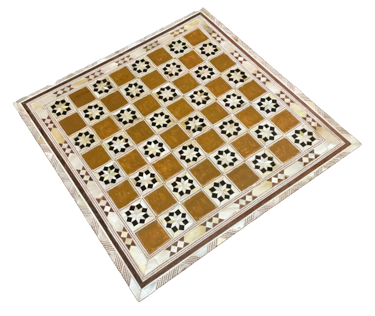 Handmade, Wood Chess Board, Chess Set, Game Board, Inlaid Mother of Pearl (12")