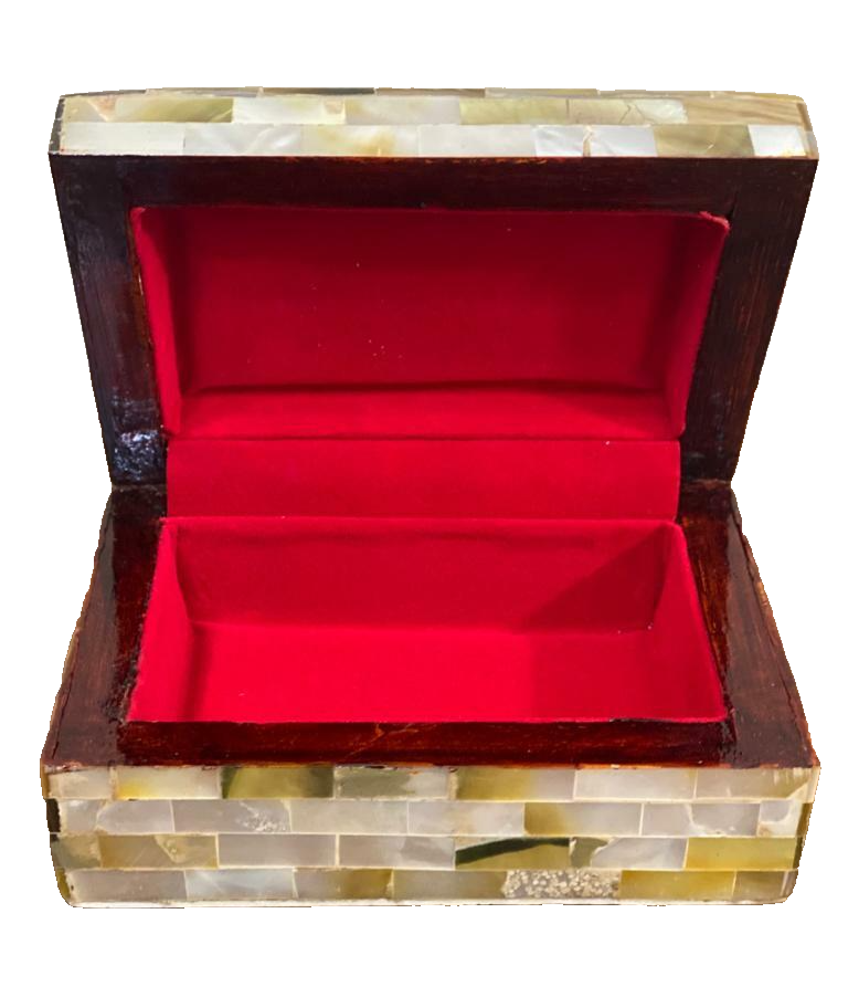 Handmade Wooden Jewelry Box Wood Trinket Storage Wood Box Mother of Pearl Inlay
