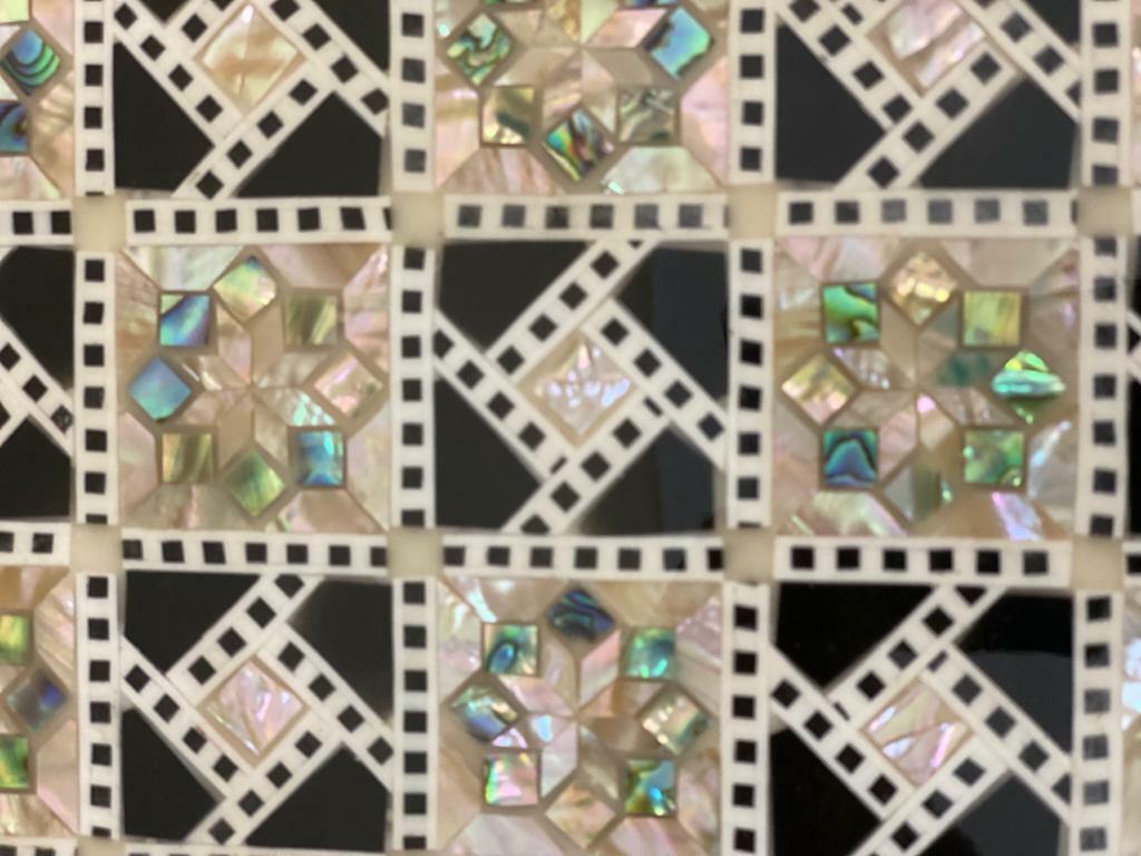 Handmade, Wood Chess Board, Game Board, Unique Board, Inlaid Mother of Pearl 12" - Laila Hand Made Gifts