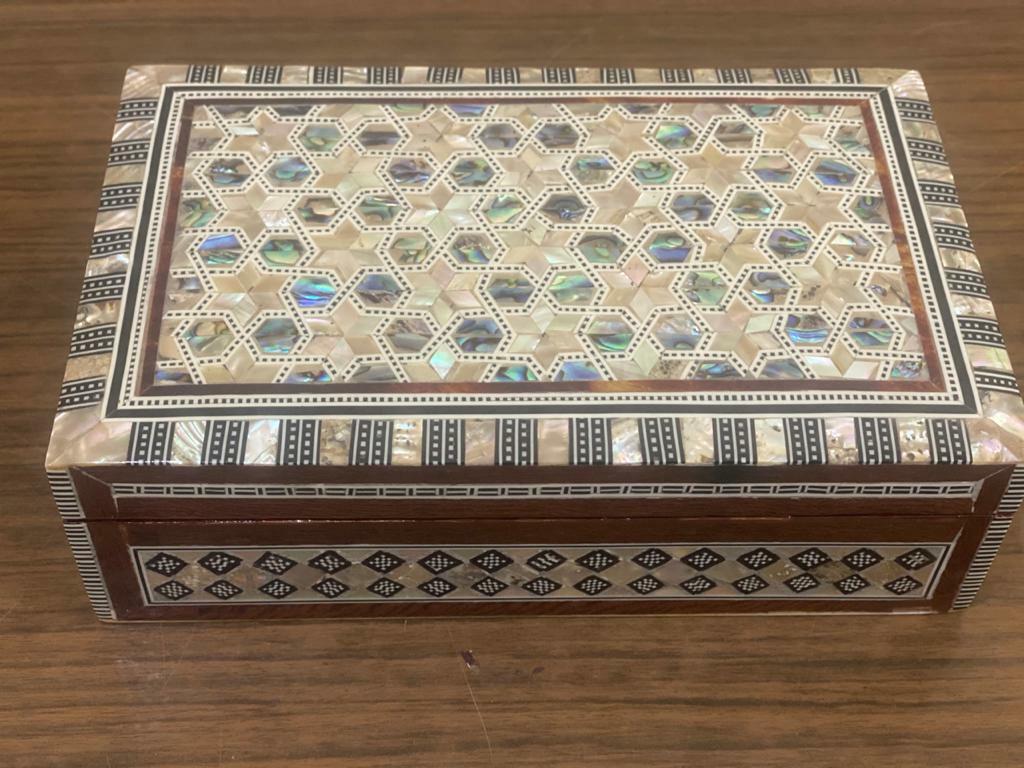 Handmade Wooden Jewelry Box Wood Trinket Storage Wood Box Mother of Pearl Inlay