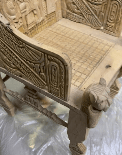 Handmade, Antique Carving Wood Chair, King TUT ANKH AMON, Pharaonic Wood Chair - Laila Hand Made Gifts