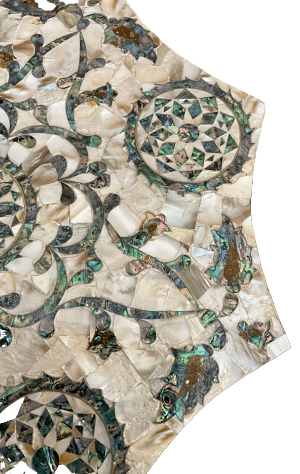 Handmade Wooden End Table Carving Wood Table Home Decor Mother of Pearl Inlay - Laila Hand Made Gifts