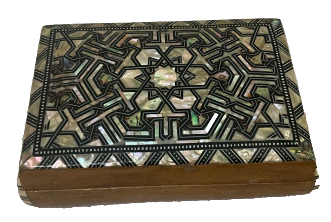 Handmade Wooden Jewelry Box Wood Trinket Storage Wood Box Mother of Pearl Inlay