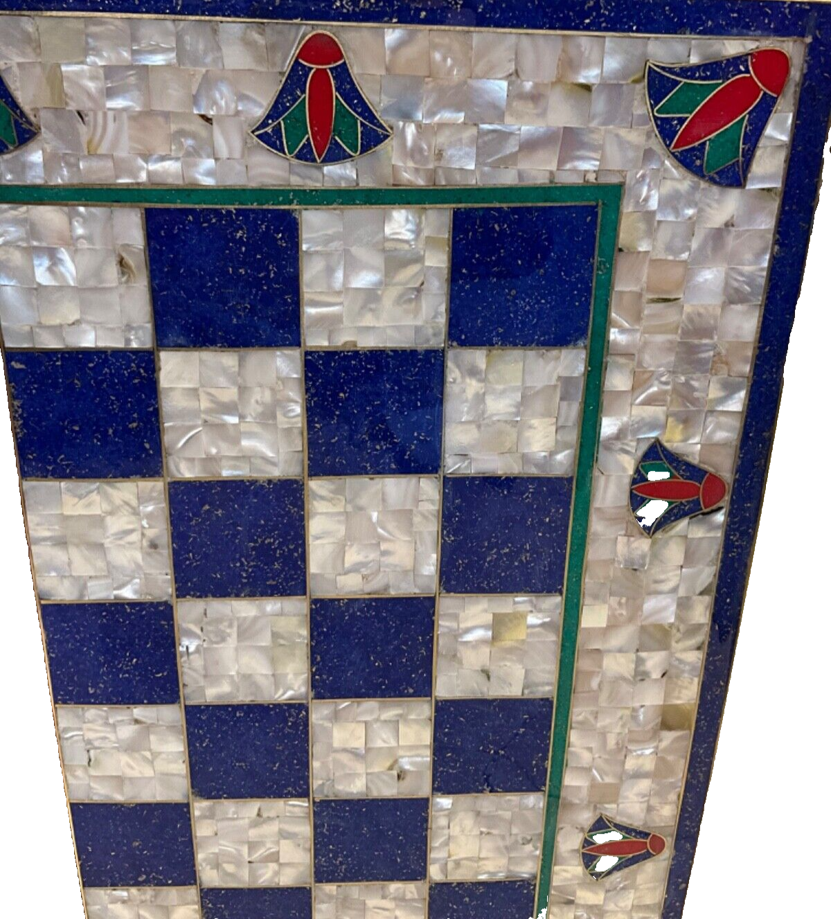 Handmade, Wooden Backgammon Board, Chess Board, Mother of Pearl, Gemstone Inlay