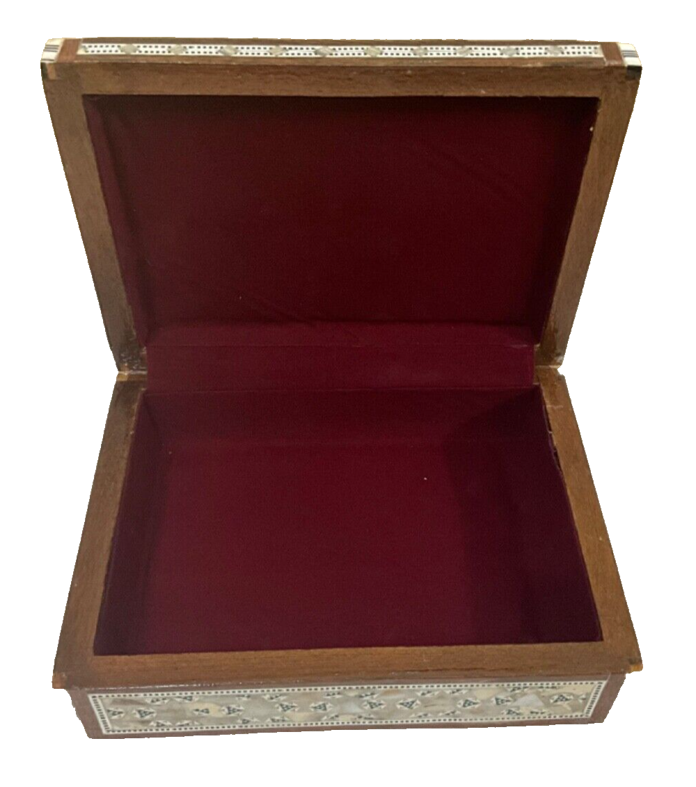 Handmade Wooden Jewelry Box Wood Trinket Storage Wood Box Mother of Pearl Inlay