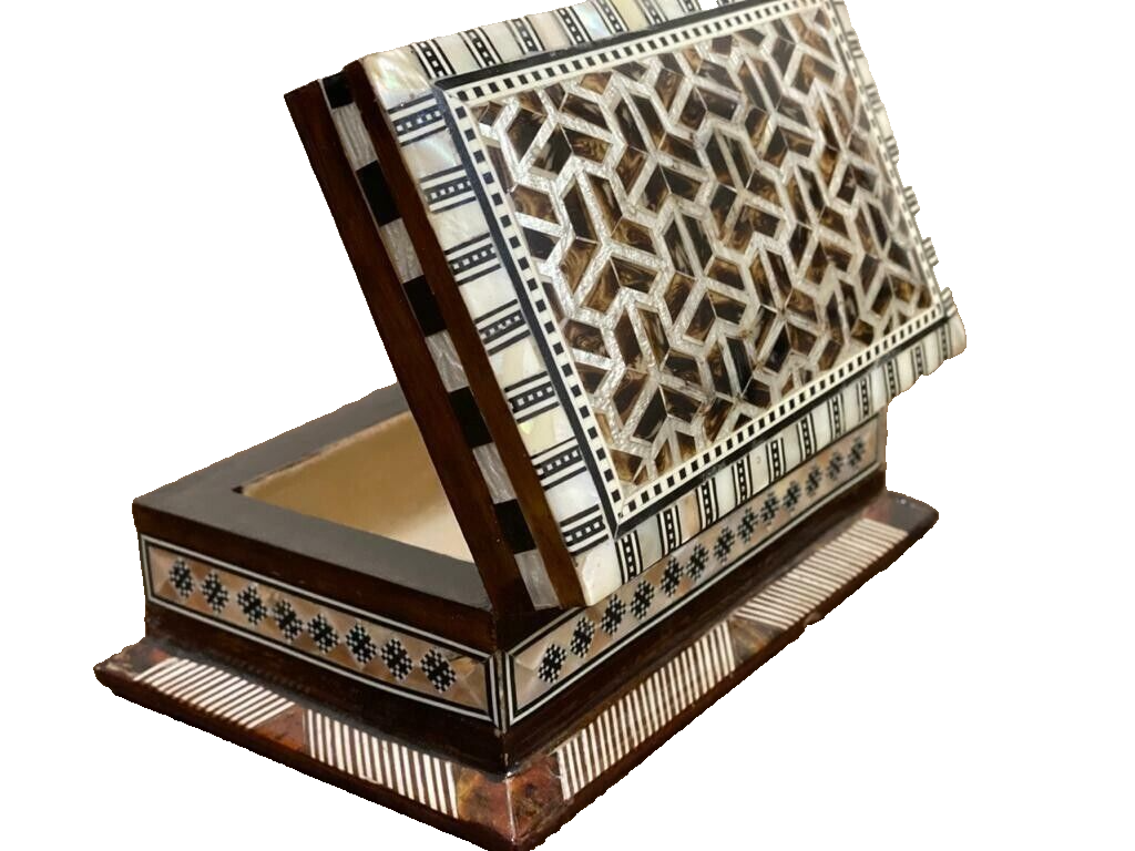 Handmade Wooden Jewelry Box Wood Trinket Storage Wood Box Mother of Pearl Inlay