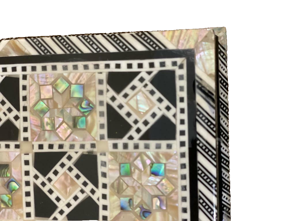 Handmade, Wood Chess Board, Game Board, Unique Board, Inlaid Mother of Pearl 12"