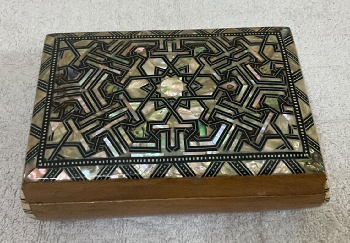 Handmade Wooden Jewelry Box Wood Trinket Storage Wood Box Mother of Pearl Inlay