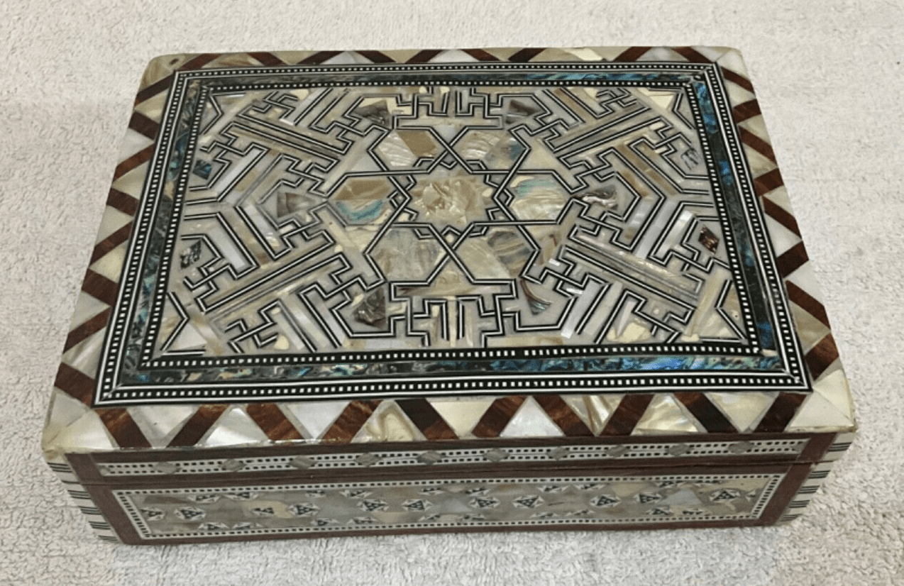 Handmade Wooden Jewelry Box Wood Trinket Storage Wood Box Mother of Pearl Inlay - Laila Hand Made Gifts