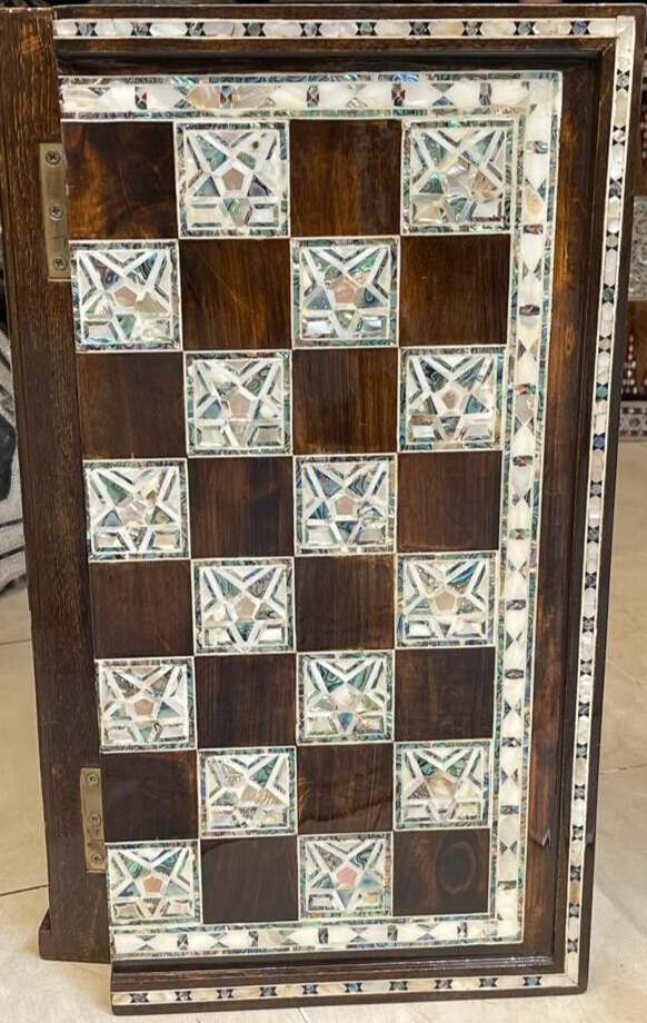 Handmade, Wooden Backgammon Board, Wood Chess Board, Mother of Pearl Inlay (20")